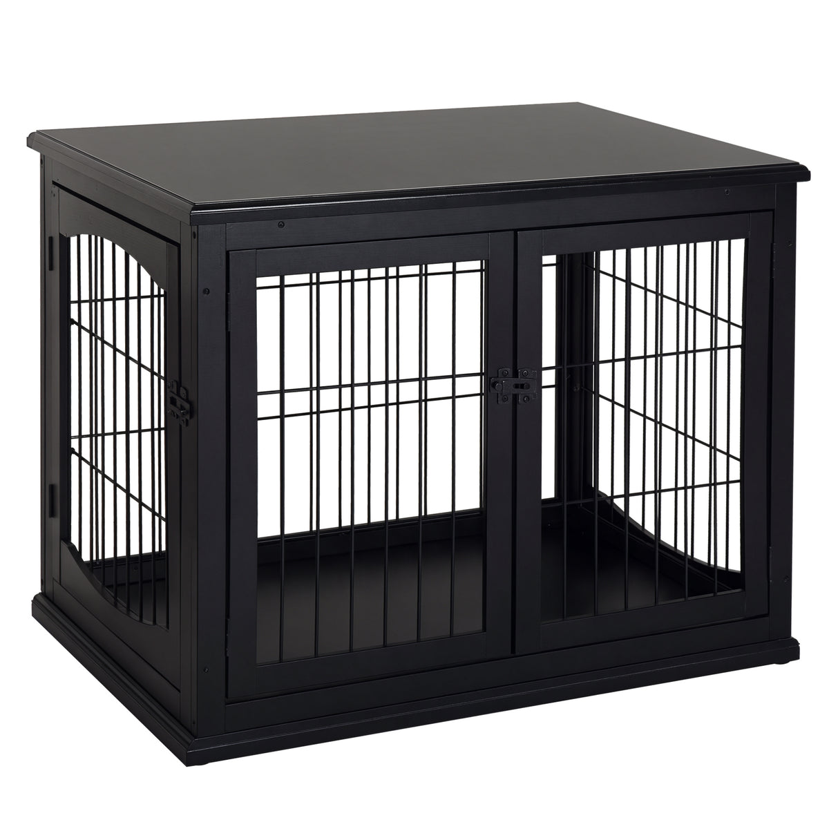 Cage pour chien animaux meuble cage chien intérieur en bois MDF classe E1 3 portes verrouillables max. 30 Kg dim. 81L x 58l x 66H cm noir-0