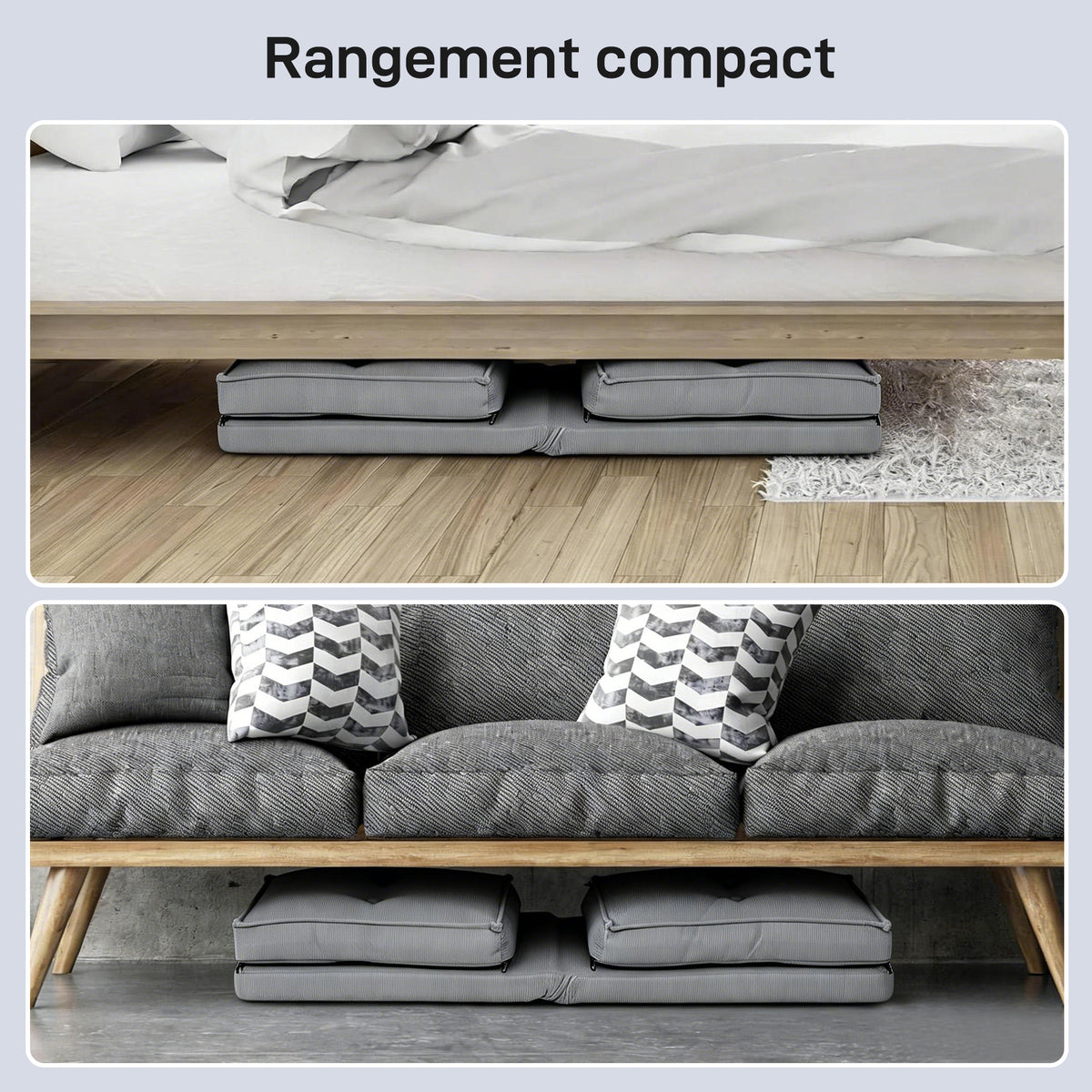 Fauteuil de sol pliable en velours côtelé, matelas de sol avec dossier réglable en 5 positions, 59 x 230 x 15 cm, gris-7