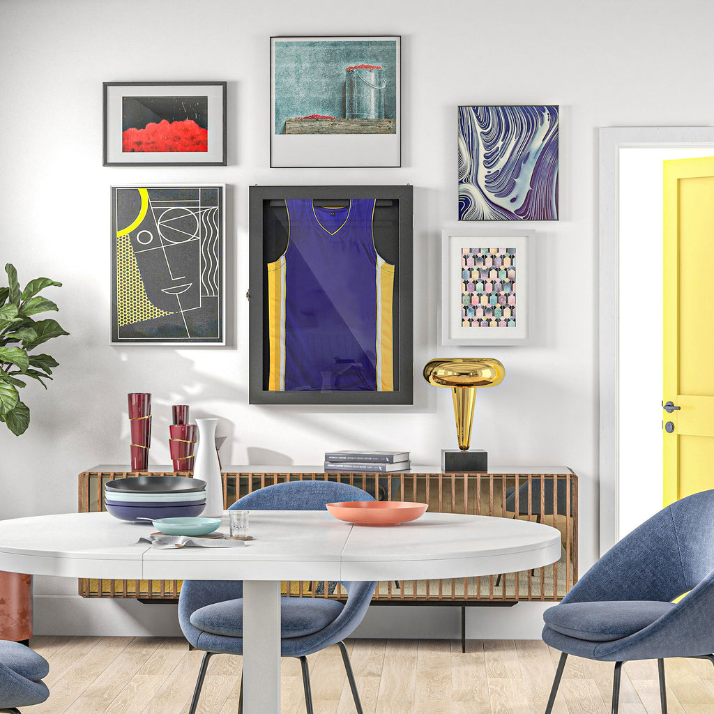 Frame box T-frame cadre pour maillot porte acrylique doublure interne feutre 60 x 6,5 x 80 cm noir-8