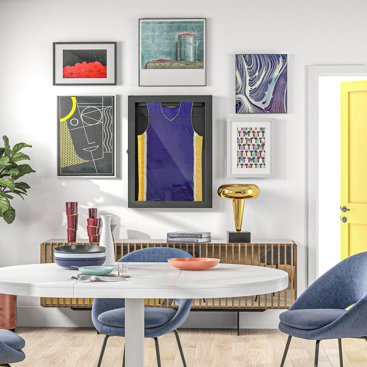 Frame box T-frame cadre pour maillot porte acrylique doublure interne feutre 60 x 6,5 x 80 cm noir-8