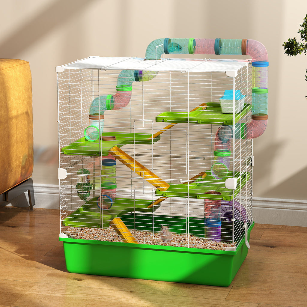 Grande cage pour hamsters cage pour rongeur 5 niveaux avec tunnels abreuvoir roue maisonnette échelles-1