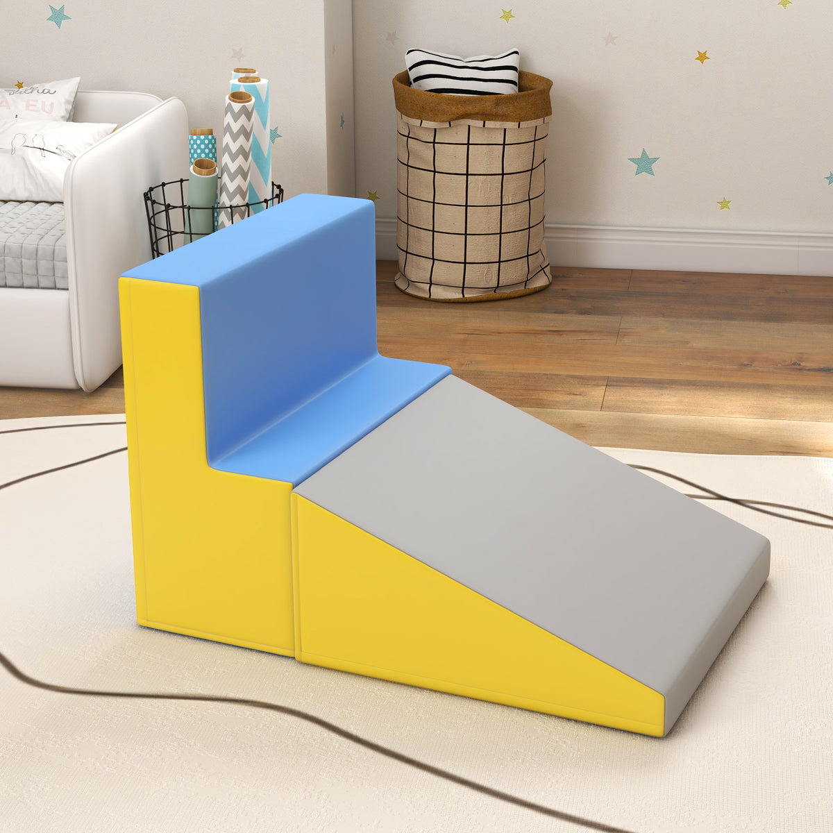 Parcours motricité bébé jouets d'escalade modulable 2 briques géantes en mousse 50 x 50 x 25 cm multicolore-7