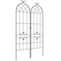 Lot de 2 treillis de jardin, support pour plantes grimpantes en métal, 50L x 181H cm, noir-0