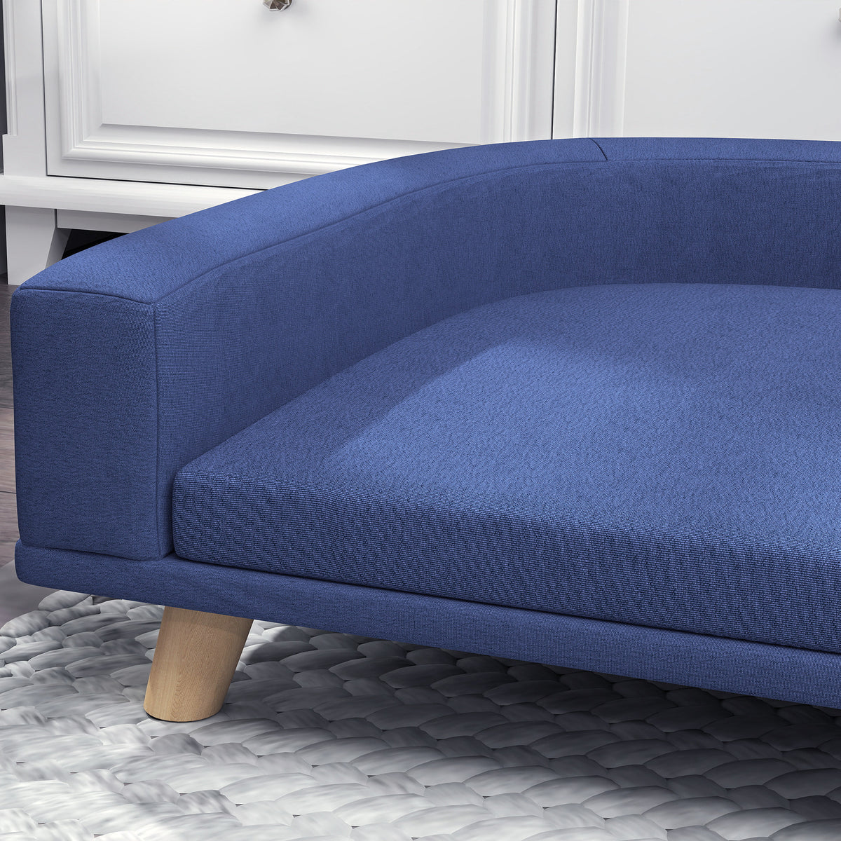 Canapé pour chien grand lit surélevé pour chien coussin lavable cadre en bois tissu polyester 98 x 67 x 25 cm bleu-8