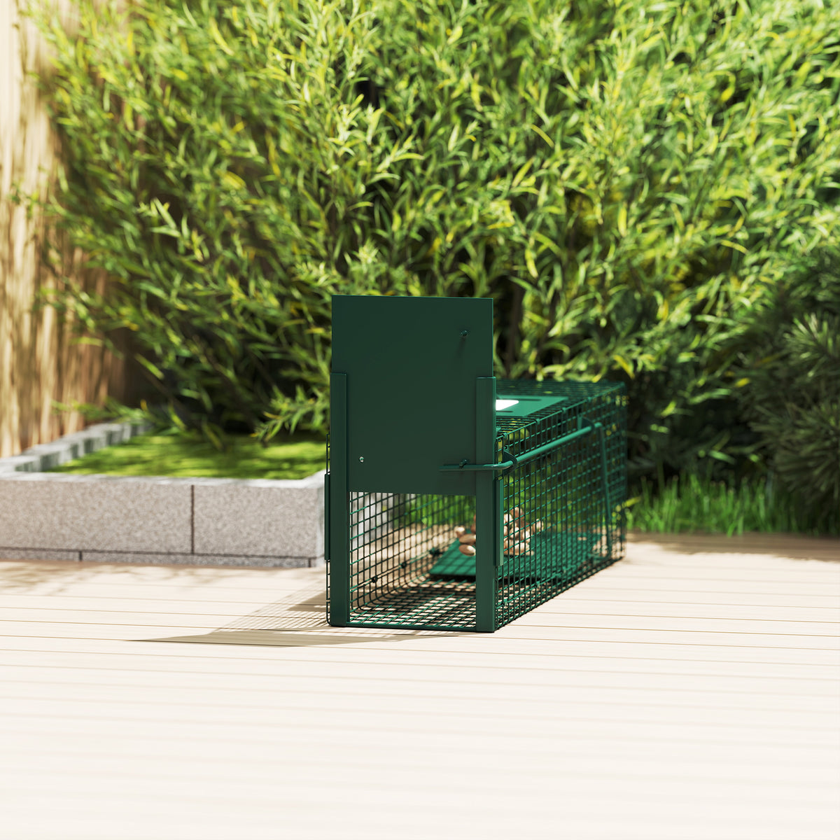Cage attrape animaux nuisibles 1 entrée dim. 60 x 18 x 20 cm vert foncé-8