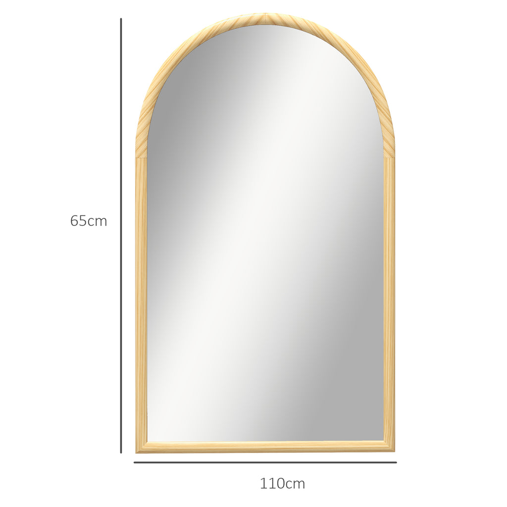 Miroir mural arche, 110 x 65 cm Cadre en bois, Miroir arqué pour le salon, la chambre, l'entrée, bois naturel-2