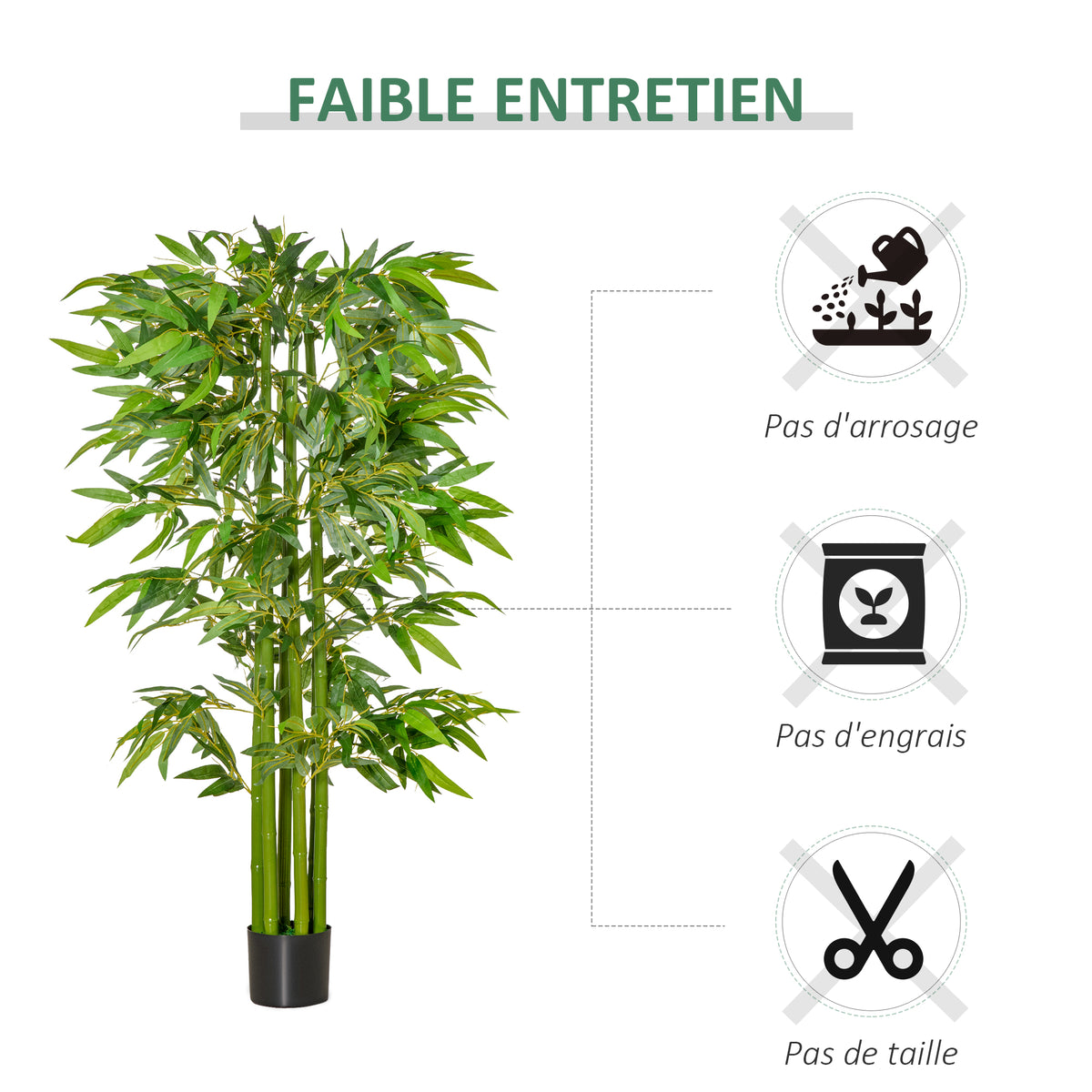 Bambou Artificiel XL 1,60H m 975 Feuilles denses réalistes Pot Inclus Noir Vert-5