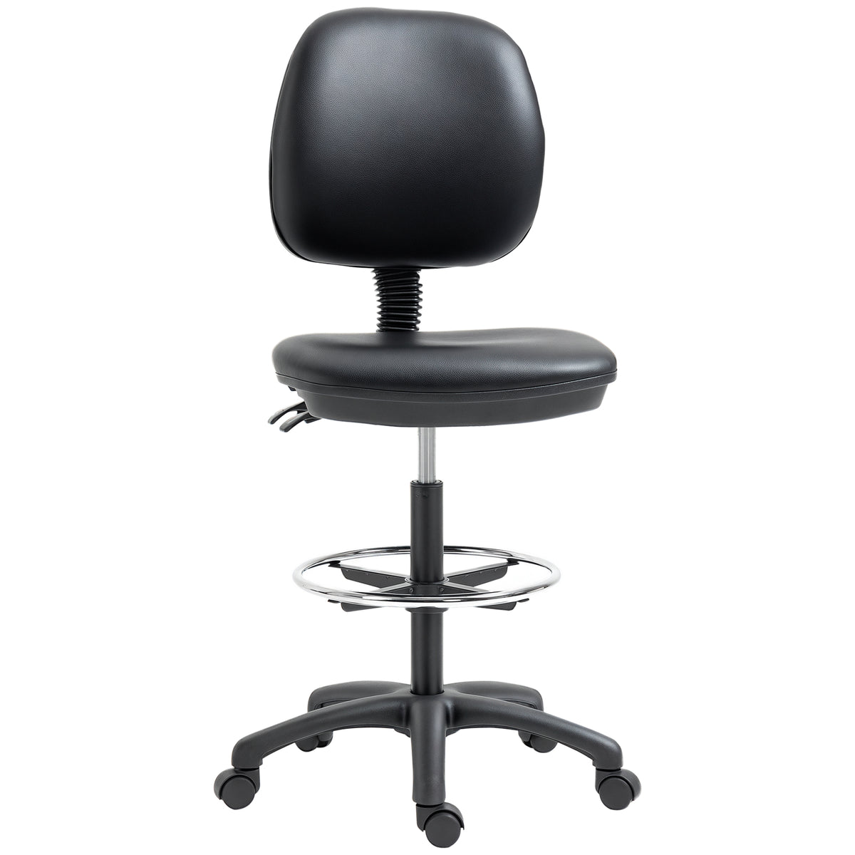 Tabouret à roulettes réglable en hauteur 69-91 cm avec dossier inclinable et repose-pieds réglable-0