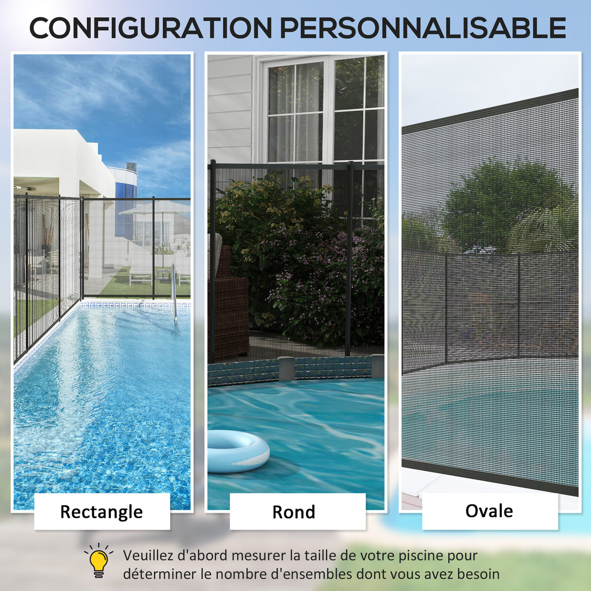 Clôture barrière de sécurité pour piscine filet - lot de 4 panneaux - Dim. 365L x 126H cm - noir-6