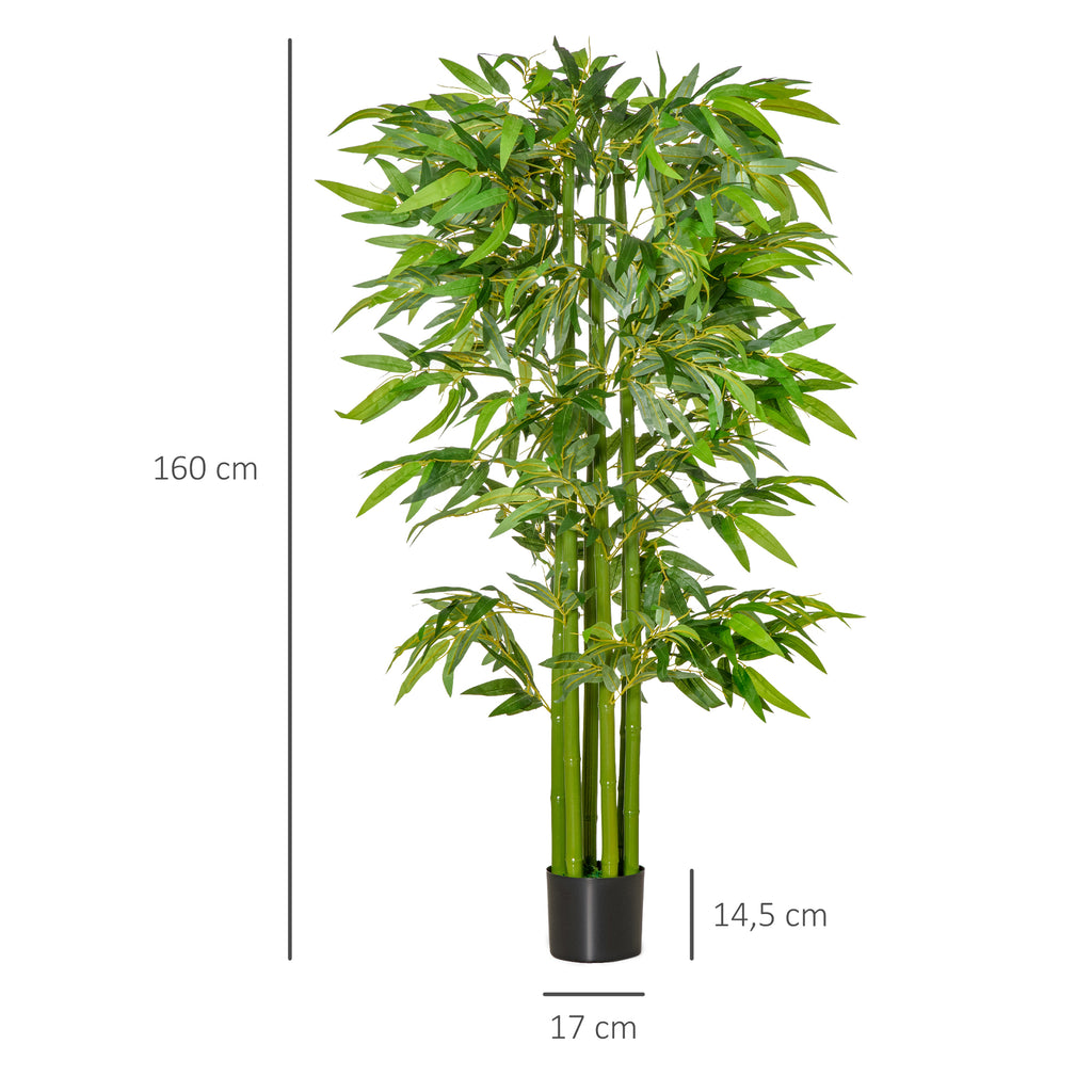 Bambou Artificiel XL 1,60H m 975 Feuilles denses réalistes Pot Inclus Noir Vert-2
