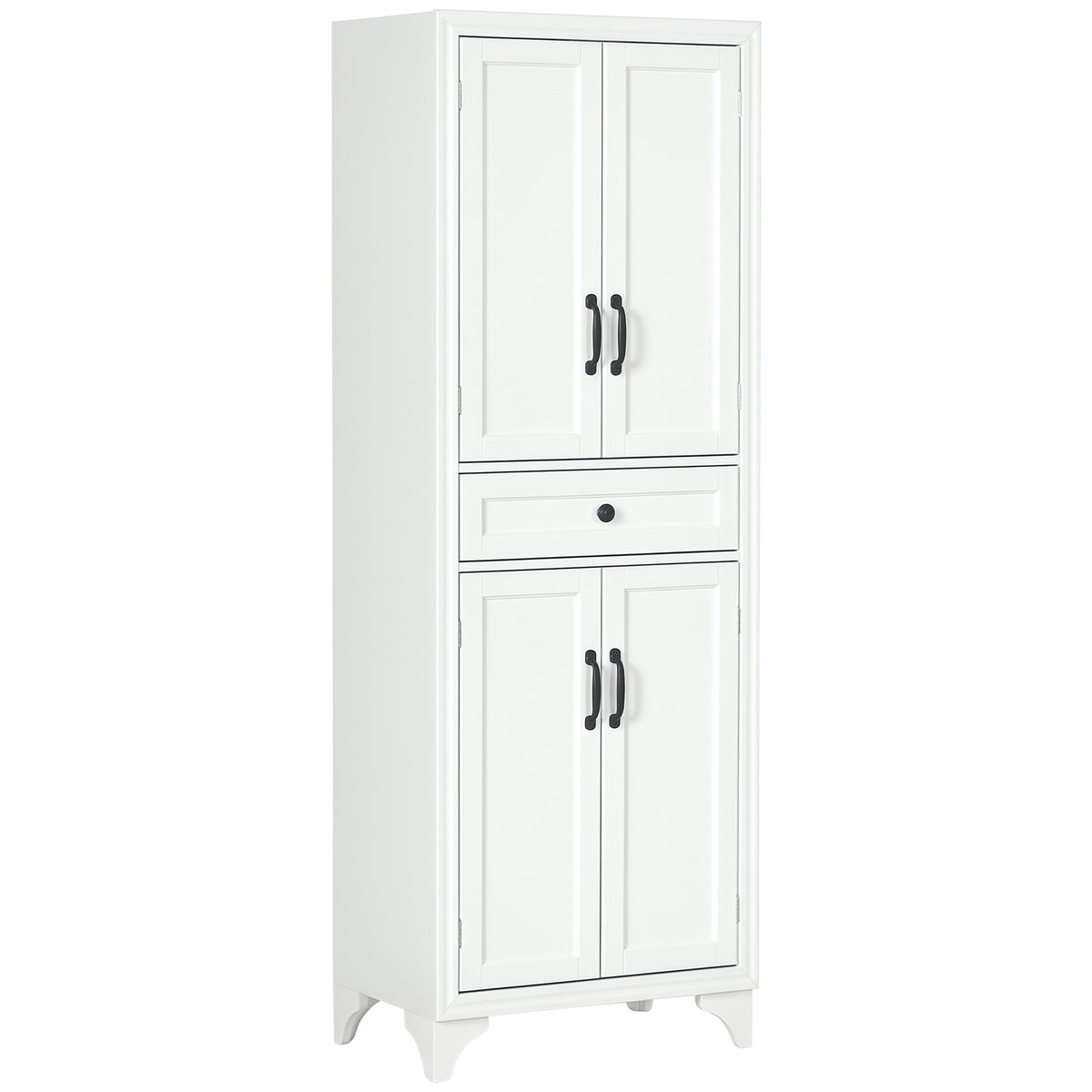 Buffet haut armoire de cuisine 4 portes 2 placards et 1 tiroir central hauteur 170 cm avec étagère réglable blanc-0