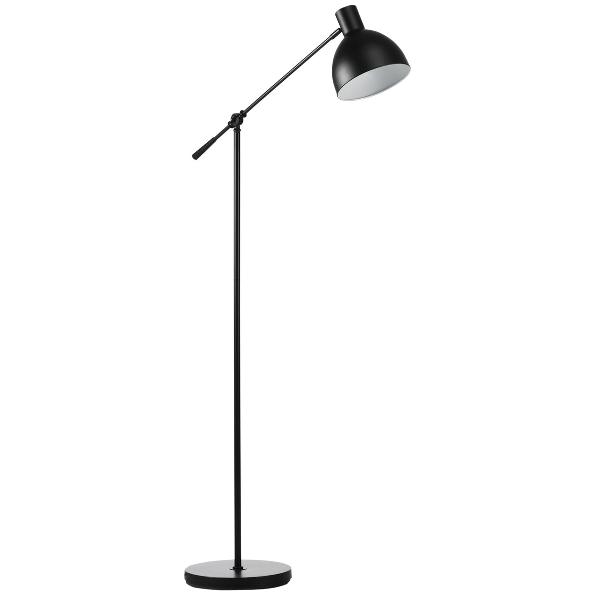 Lampadaire sur pied salon 40 W hauteur réglable, abat-jour et bras orientable, interrupteur à pied, culot E27, noir-0