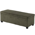Banc de Rangement, Bout de Lit en Velours Côtelé avec Couvercle, pour Salon, Chambre, Entrée, 112x42x40 cm, Vert Clair-0