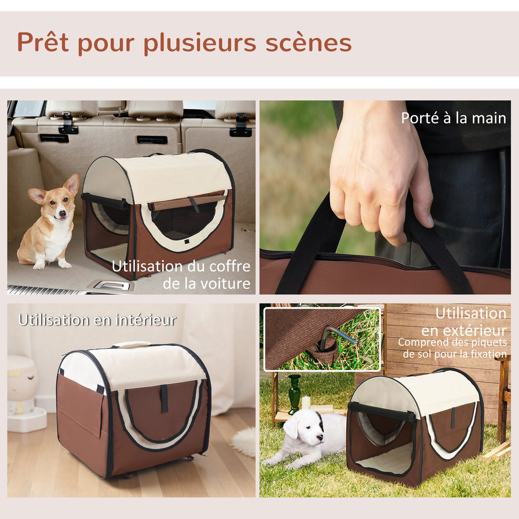 Sac de transport pour chien et chat caisse de transport pliable pour animaux adaptée à la voiture grand confort respirant avec coussin amovible 46 x 36 x 41 cm-7