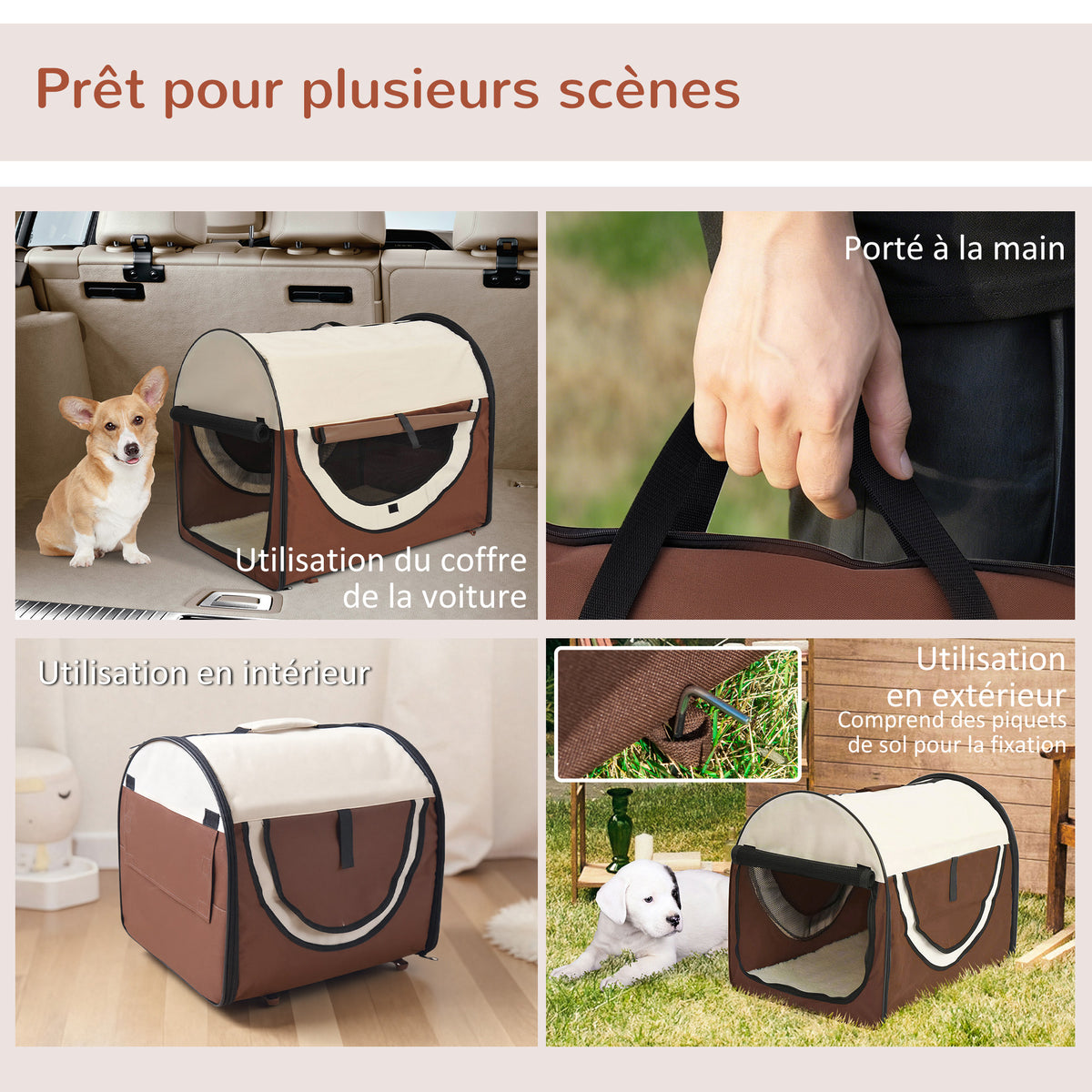 Sac de transport pour chien et chat caisse de transport pliable pour animaux adaptée à la voiture grand confort respirant avec coussin amovible 46 x 36 x 41 cm-7