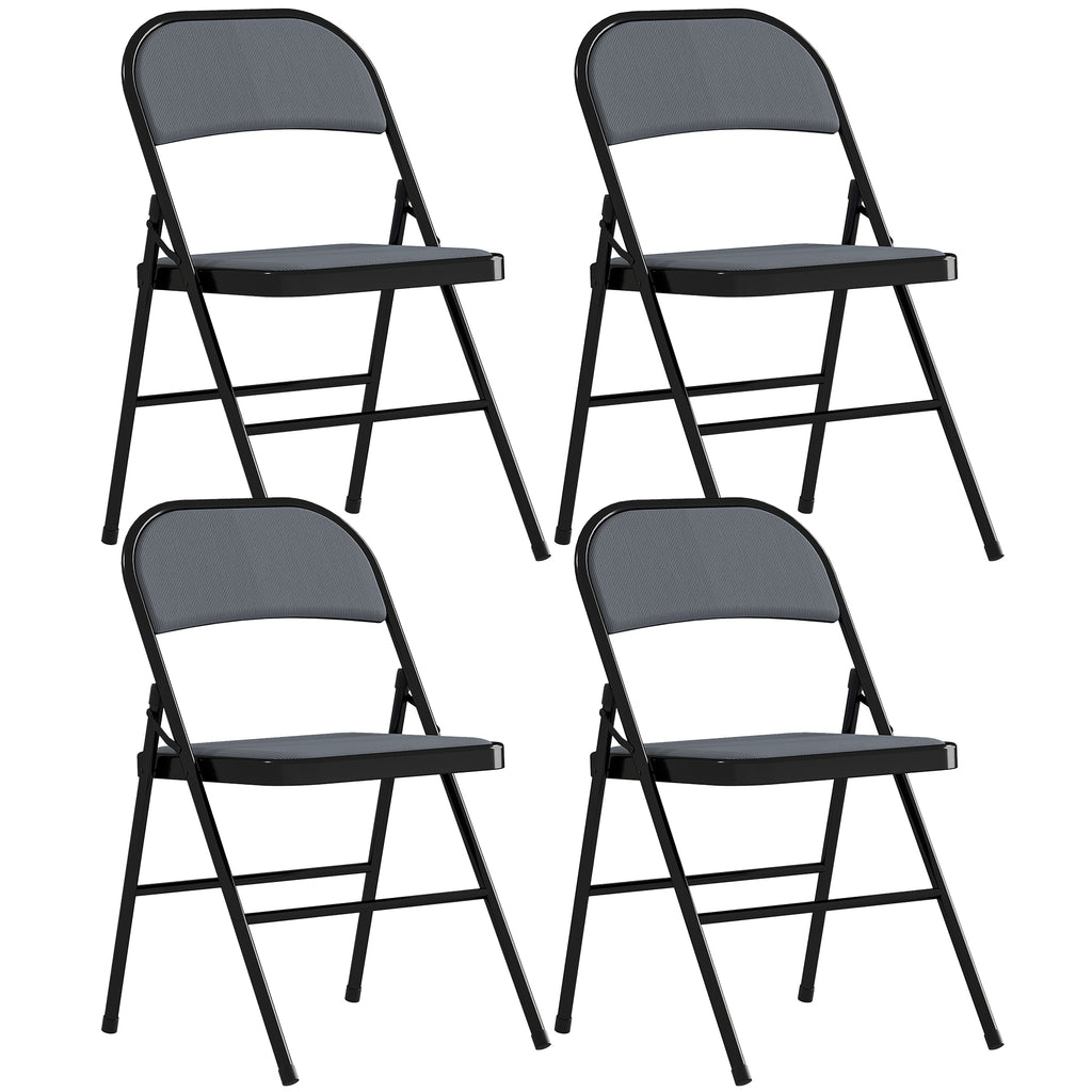 Lot de 4 chaises pliantes chaises de salle à manger portables cadre en acier 45 x 46 x 78 cm gris-0