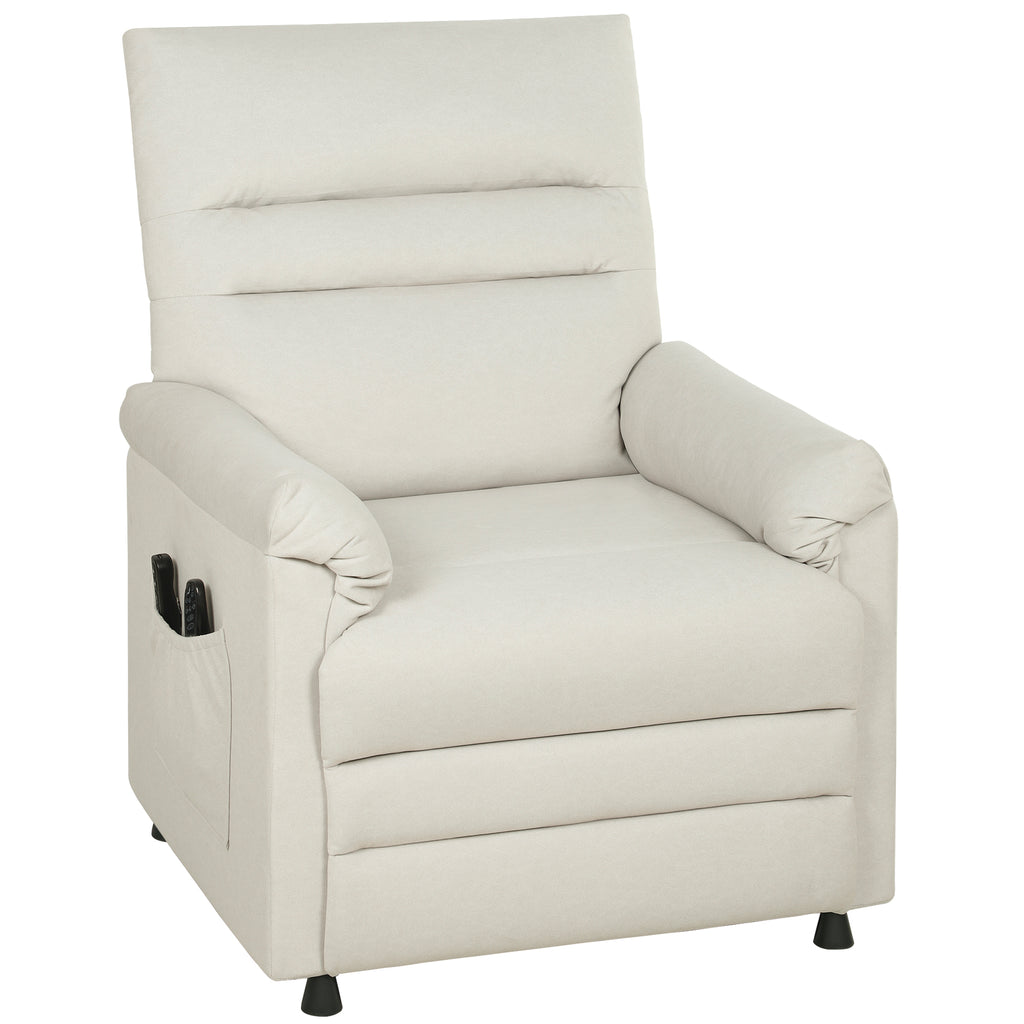 Fauteuil relax électrique massant et chauffant, fauteuil inclinable, repose-pieds, moteur silencieux, 82x99x106cm, crème-0