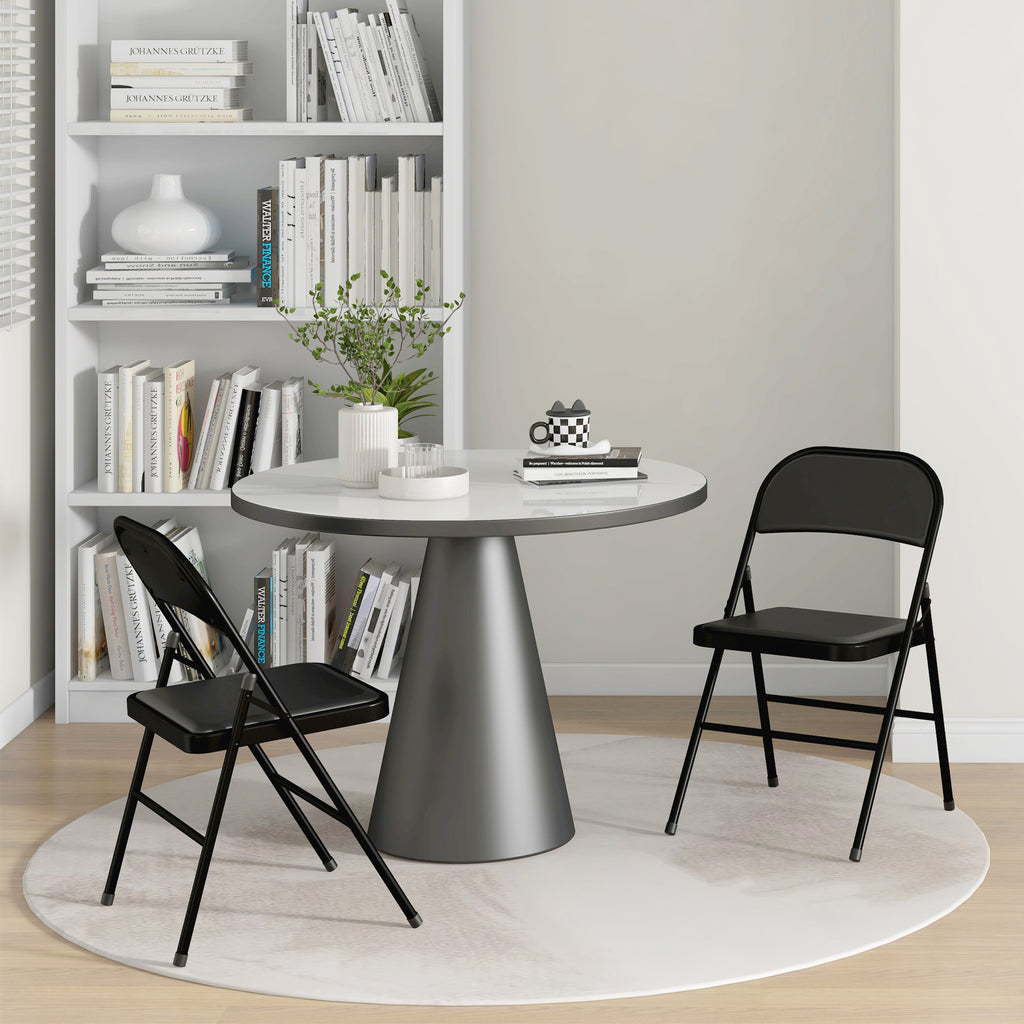 Lot de 2 chaises pliantes chaises de salle à manger portables cadre en acier dim. 45l x 46P x 78H cm noir-9
