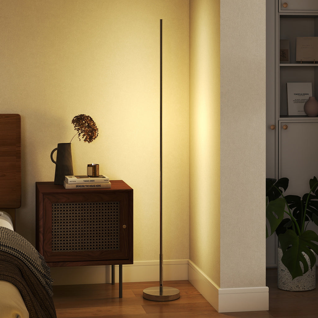 Lampadaire LED, lampadaire sur pied salon à intensité variable, télécommande, interrupteur à pied, Ø20x150cm, argent-7