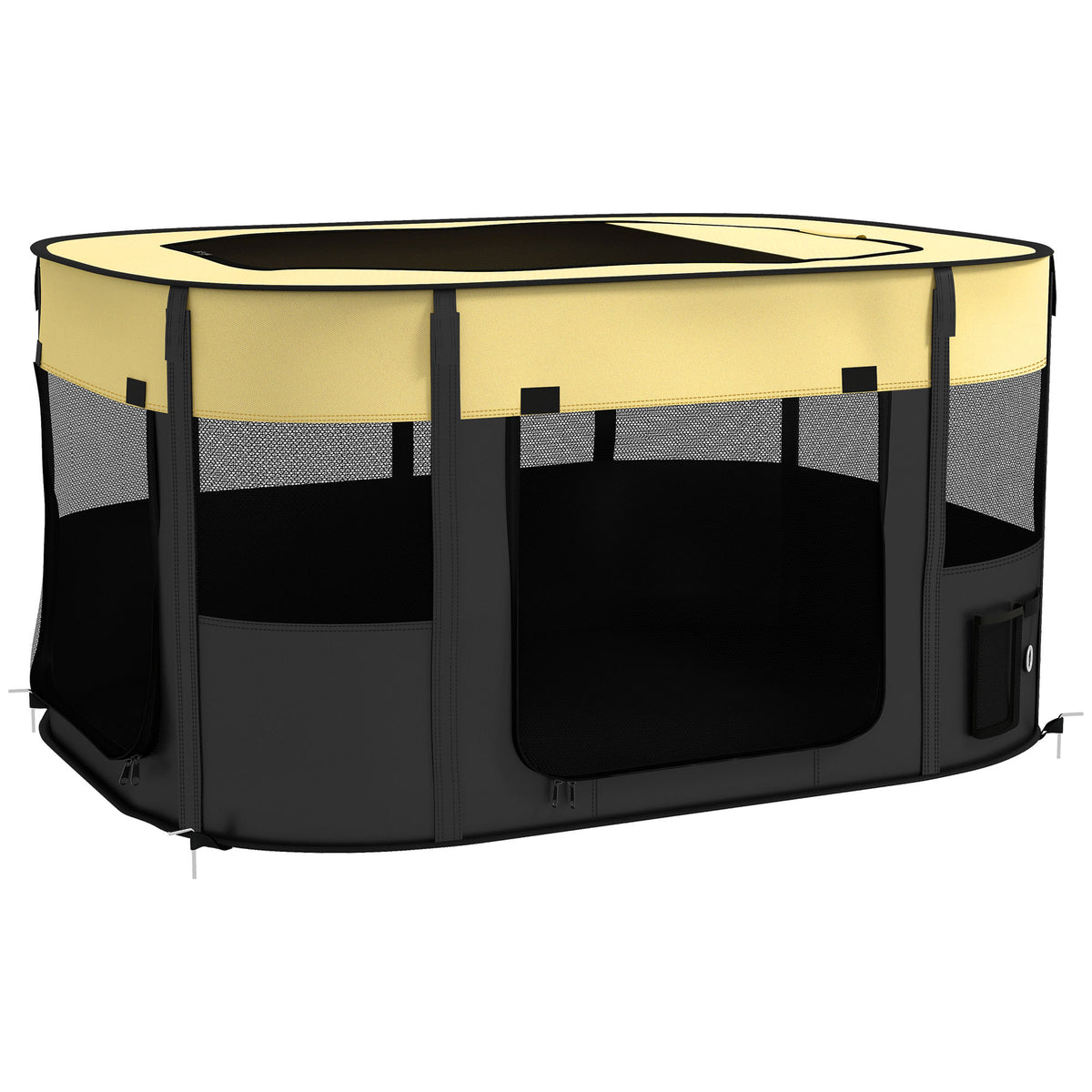 Parc pliable pour animaux de compagnie parc pour chiots en tissu Oxford avec fenêtres et portes sac de rangement jaune-0