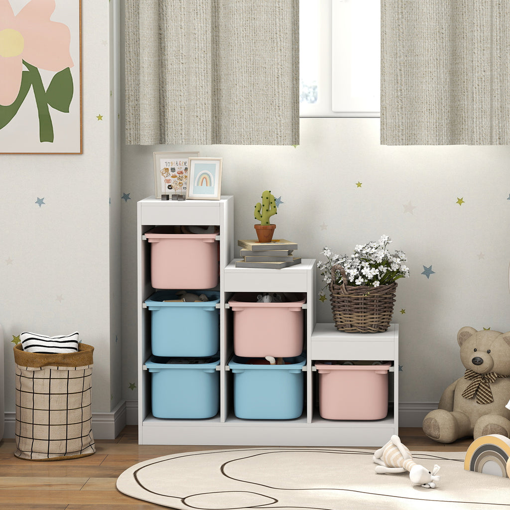Meuble de rangement pour jouets des enfants avec 6 bacs amovibles, 3 niveaux de rangement, 96 x 38,5 x 90, multicolore-7