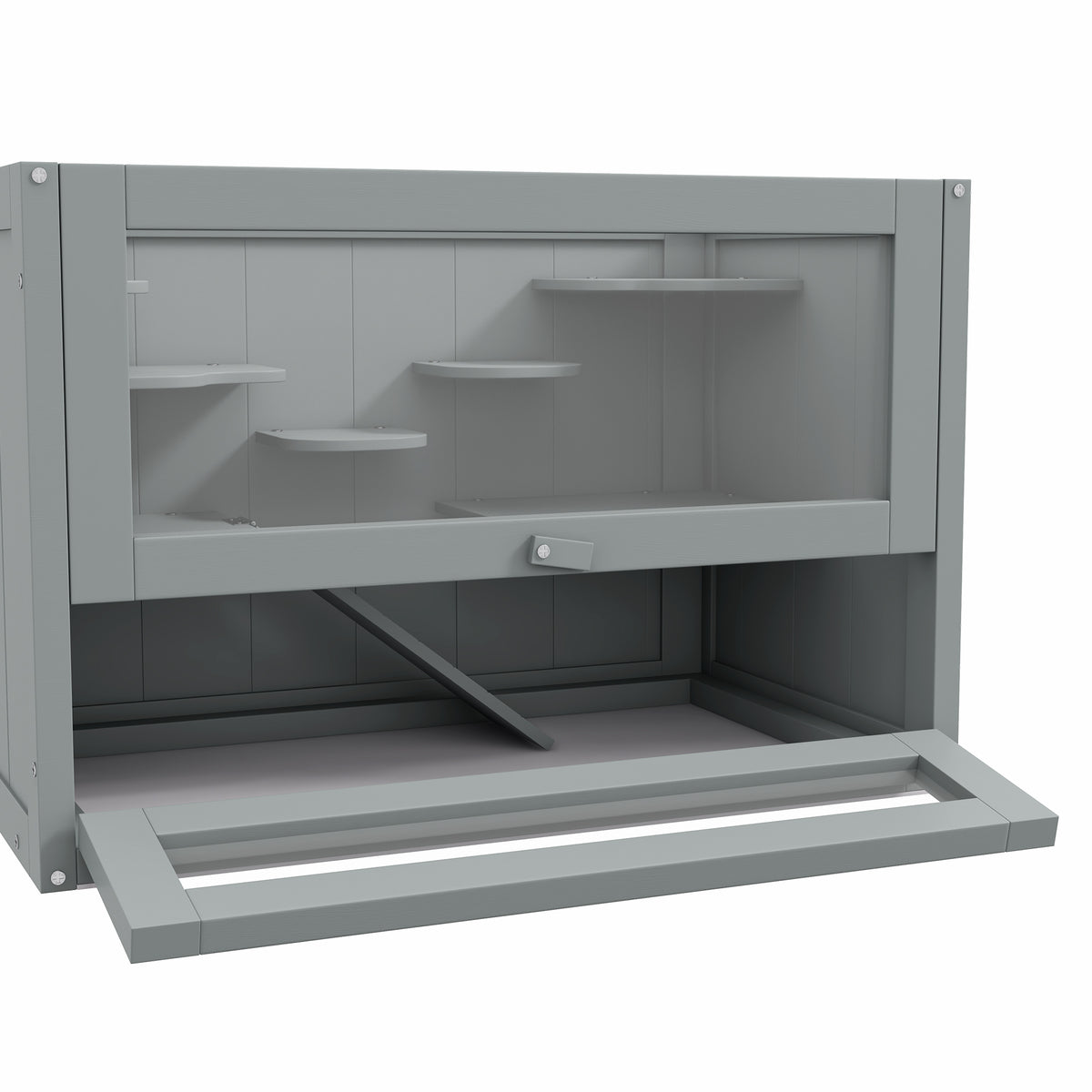 Cage pour hamsters souris petits rongeurs multi-équipements rampe plateformes toit ouvrant grillagé 60 x 35 x 42 cm gris-7
