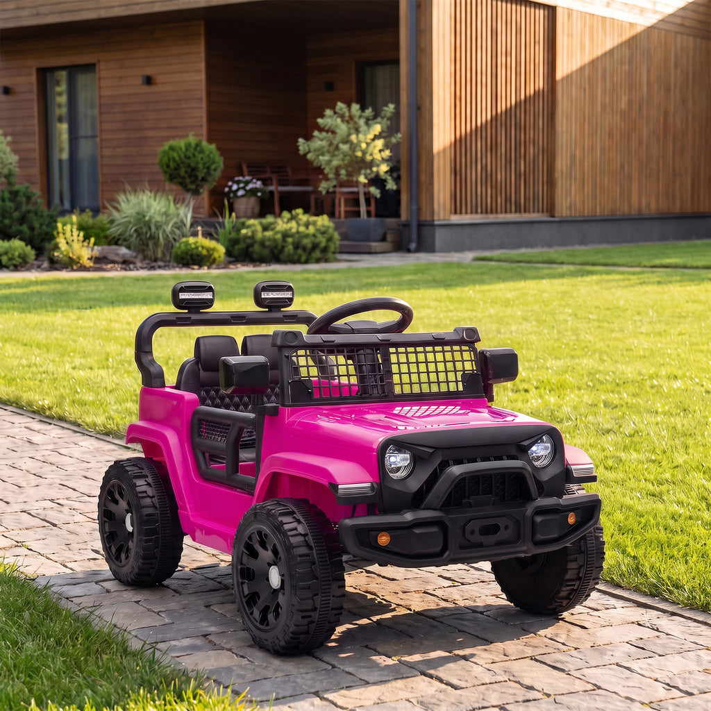 Voiture Électrique Enfants 12V, Buggy Électrique Enfants, 2-4 km/h, 2 Moteurs, Télécommande, Batterie Lithium, Rose-1