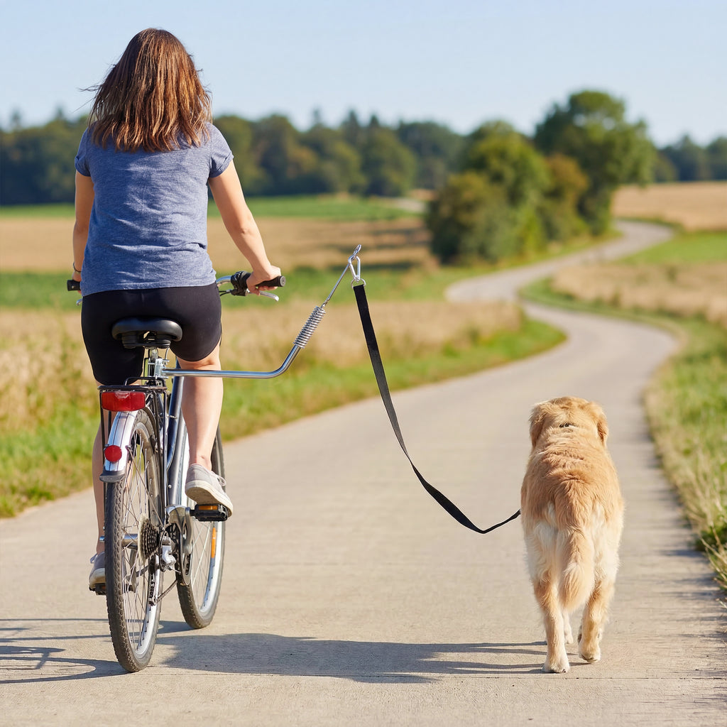 Laisse de Vélo pour Chien 180 cm en Inox , Fixation Rapide, Ressort Amortisseur, Sangle Ajustable, Argent-9