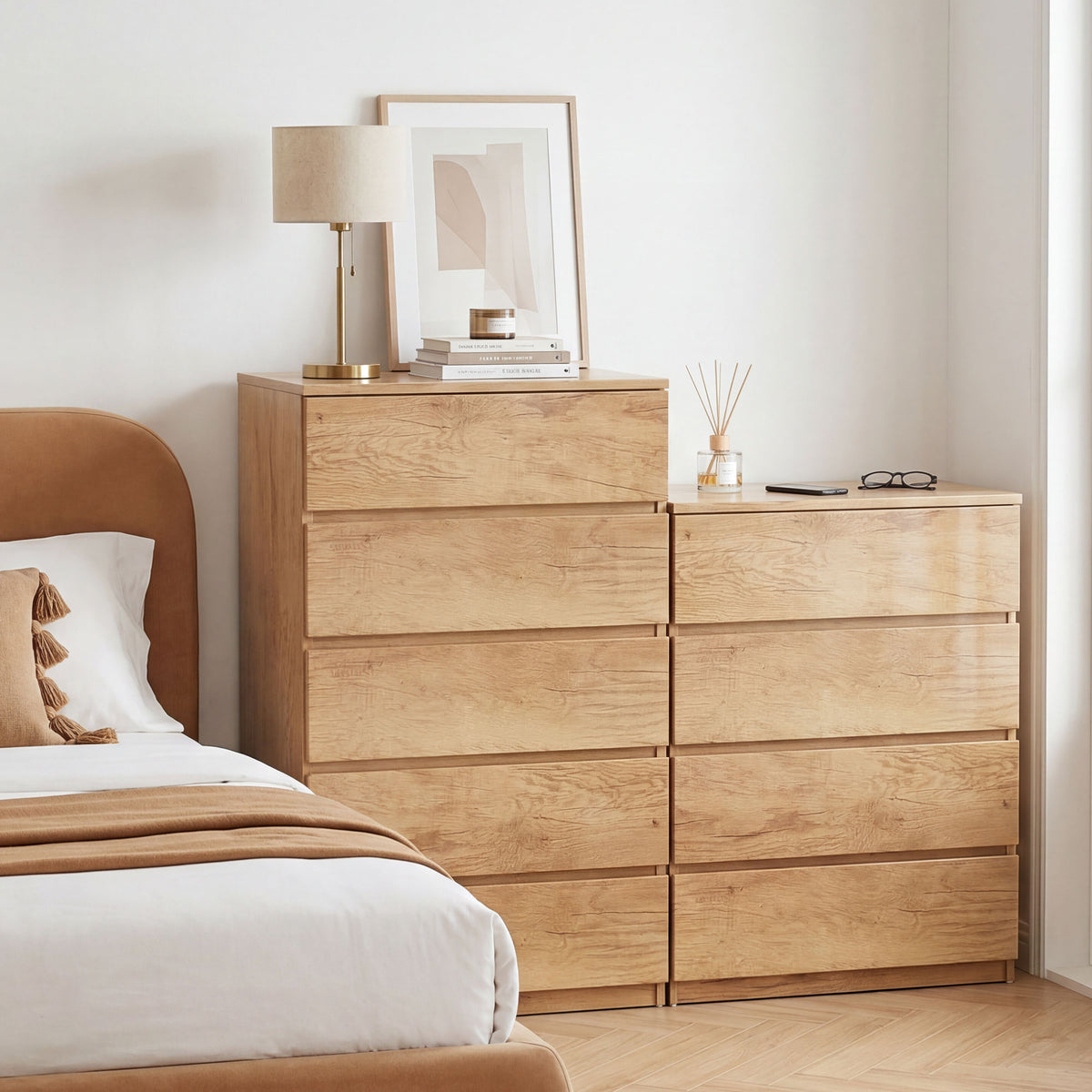 Commode 4 tiroirs meuble de rangement sans poignées design minimaliste 60 x 40 x 80 cm naturel-8