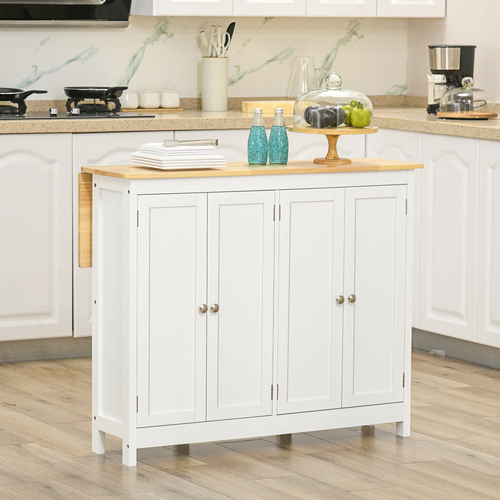 Desserte îlot de cuisine avec 2 tabourets plan de travail rabattable 2 placards avec 4 portes design moderne blanc-9