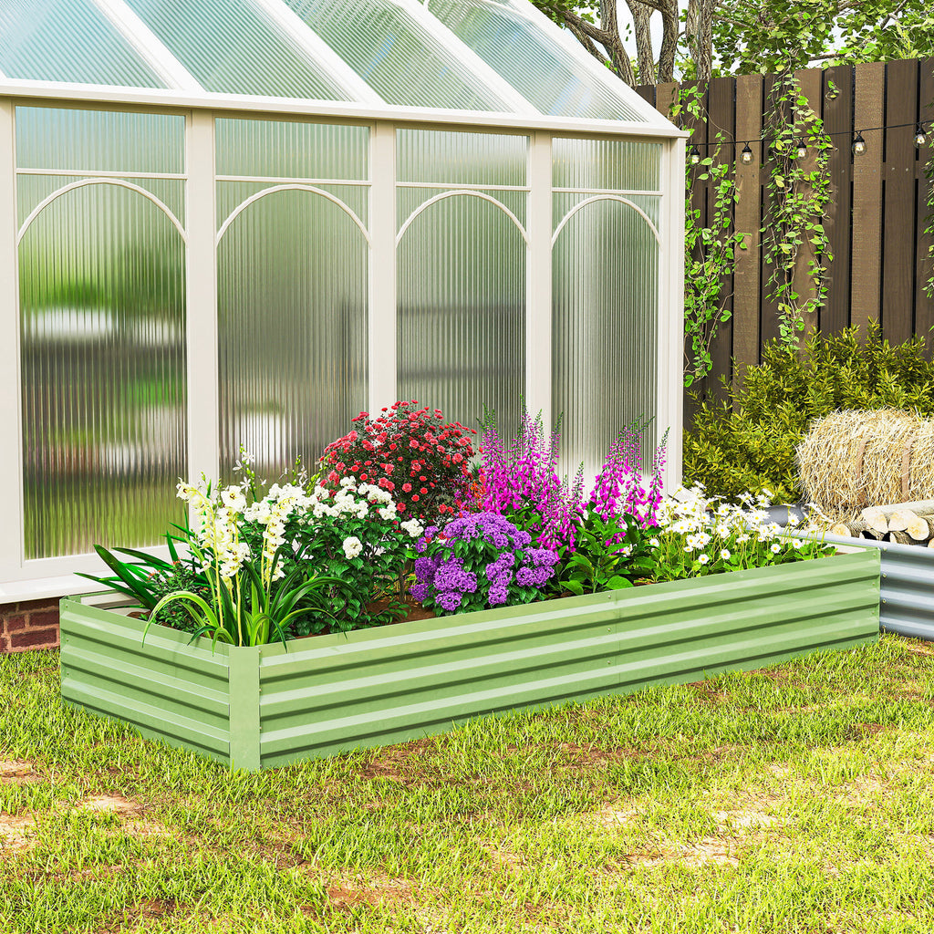 Carré Potager de Jardin Rectangulaire Jardinière Extérieure 241 x 90,5 x 30 cm Tôle d'Acier Ondulée Vert Clair-9
