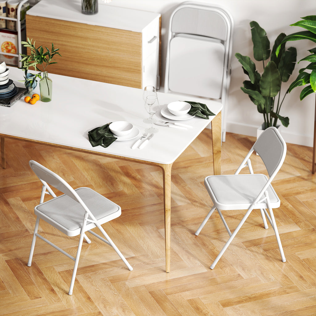 Lot de 4 chaises pliantes chaises de salle à manger portables cadre en acier 45 x 46 x 78 cm blanc-6