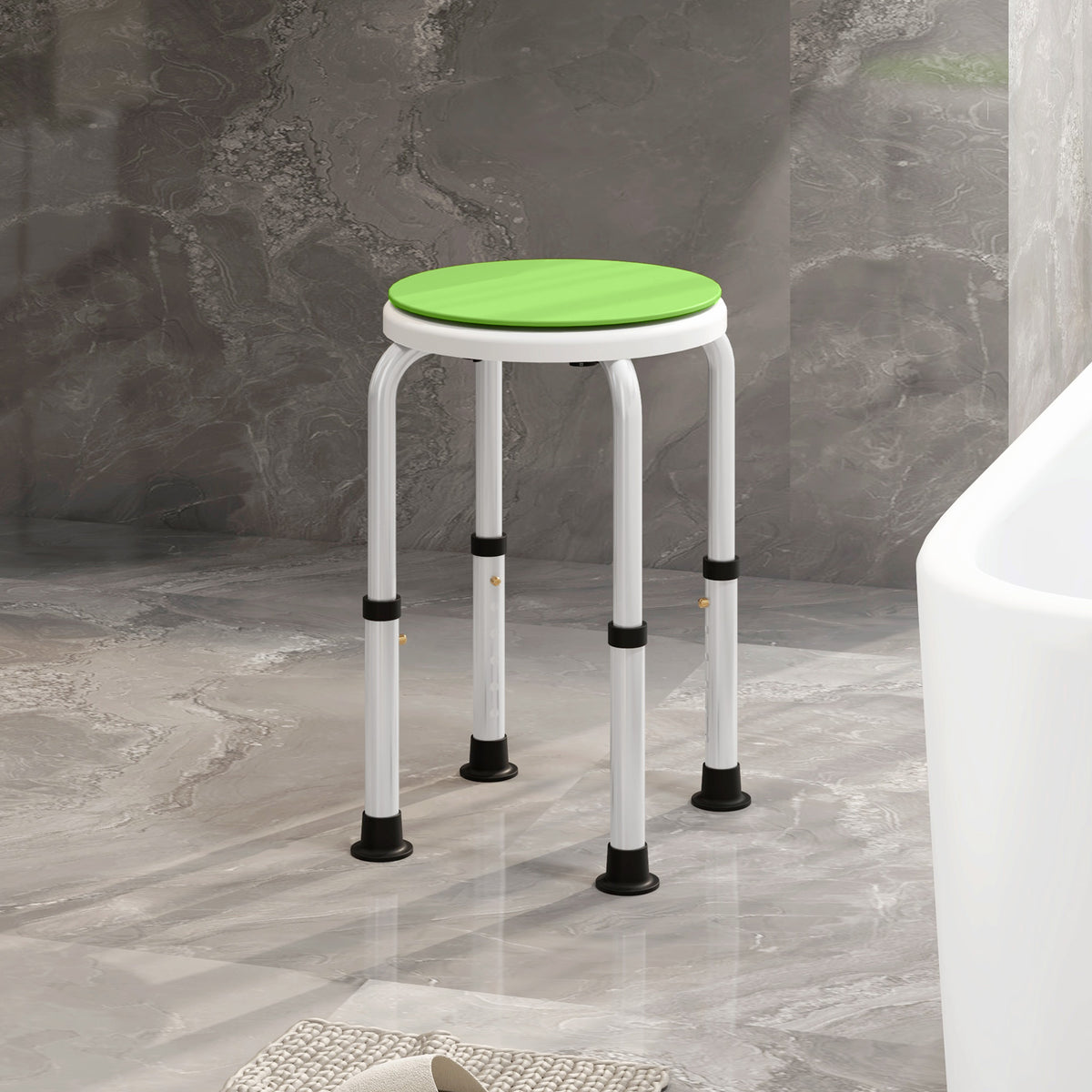 Tabouret de douche siège de douche antidérapant tabouret de bain hauteur réglable pivotant à 360° en aluminium-9