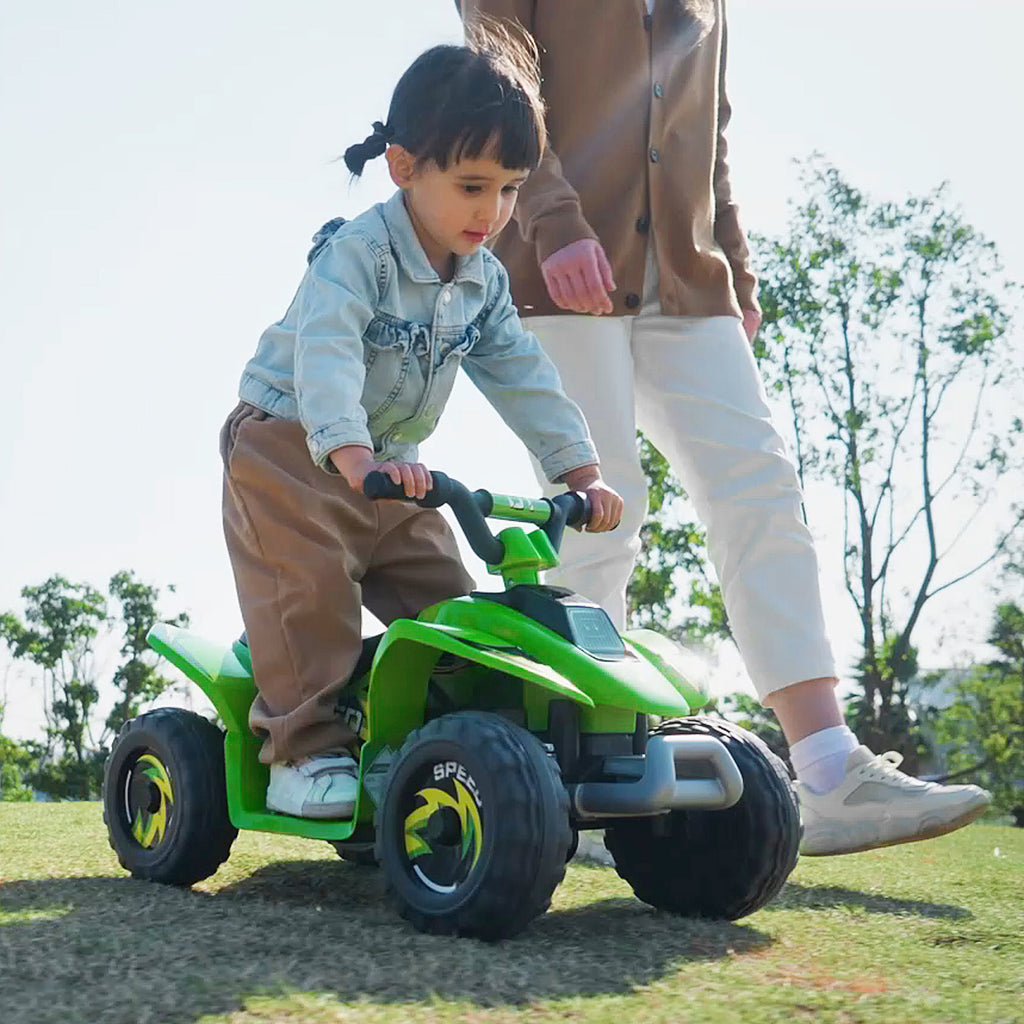 Quad électrique pour enfants 18-36 mois véhicule à batterie 6V avec marche avant et arrière 72 x 40 x 45,5 cm vert-8