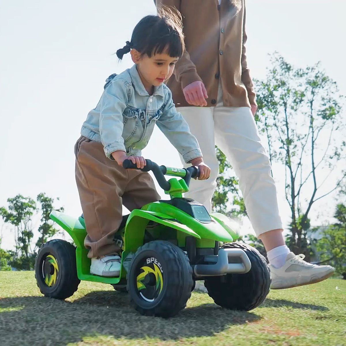 Quad électrique pour enfants 18-36 mois véhicule à batterie 6V avec marche avant et arrière 72 x 40 x 45,5 cm vert-8