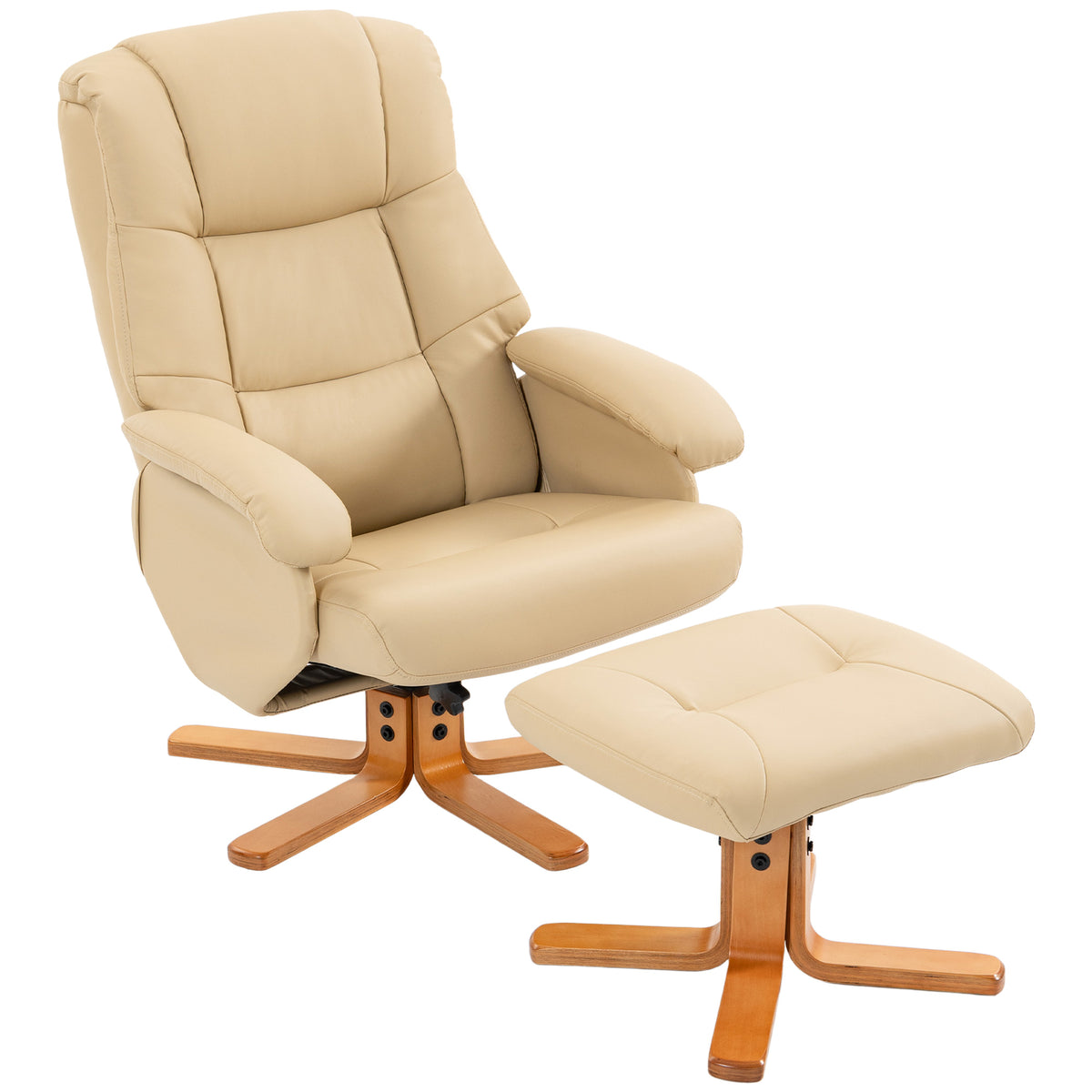 Fauteuil relax avec repose-pied fauteuil de relaxation pivotant 360° dossier inclinable charge 120 Kg beige-0