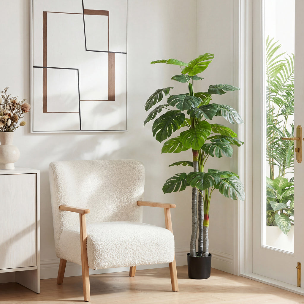 Arbre Artificiel Plante Artificielle Monstera H.1,5 m Tronc Branches Lichen Feuilles de Tortue Grand réalisme Pot Inclus-8