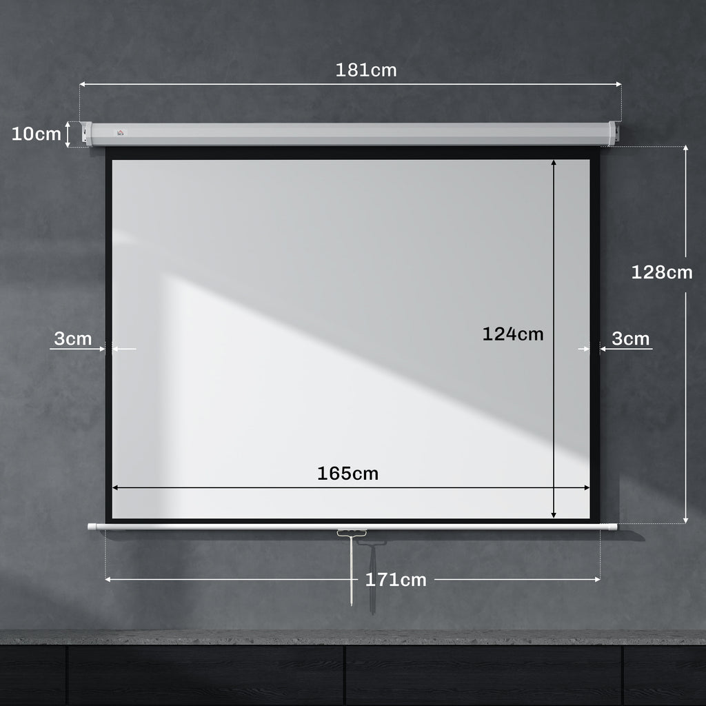 Écran de projection de 84 pouces, écran vidéoprojecteur, 4:3 4K HD, fixation mur ou plafond, 181l x 8P x 138H cm, blanc-2