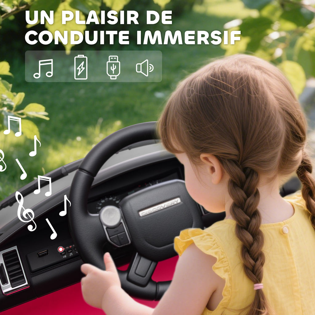 Voiture électrique enfant véhicule électrique Land Rover Discovery 12V télécommande 2,4 G 2 moteurs 105x68,5x58cm rose-7