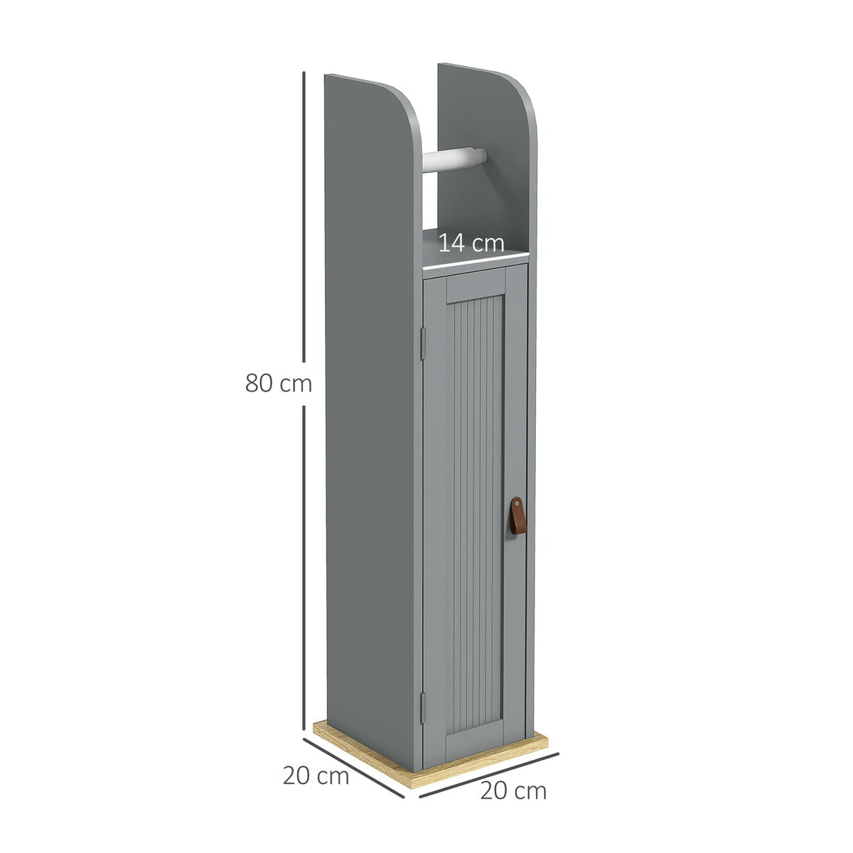 Meuble de salle de bain support papier toilette avec placard et étagères réglables 20 x 20 x 80 cm gris-2