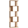 Bibliothèque à 5 niveaux, meuble de rangement en forme de S avec étagères, 60 x 24 x 184,5 cm, effet bois naturel-0