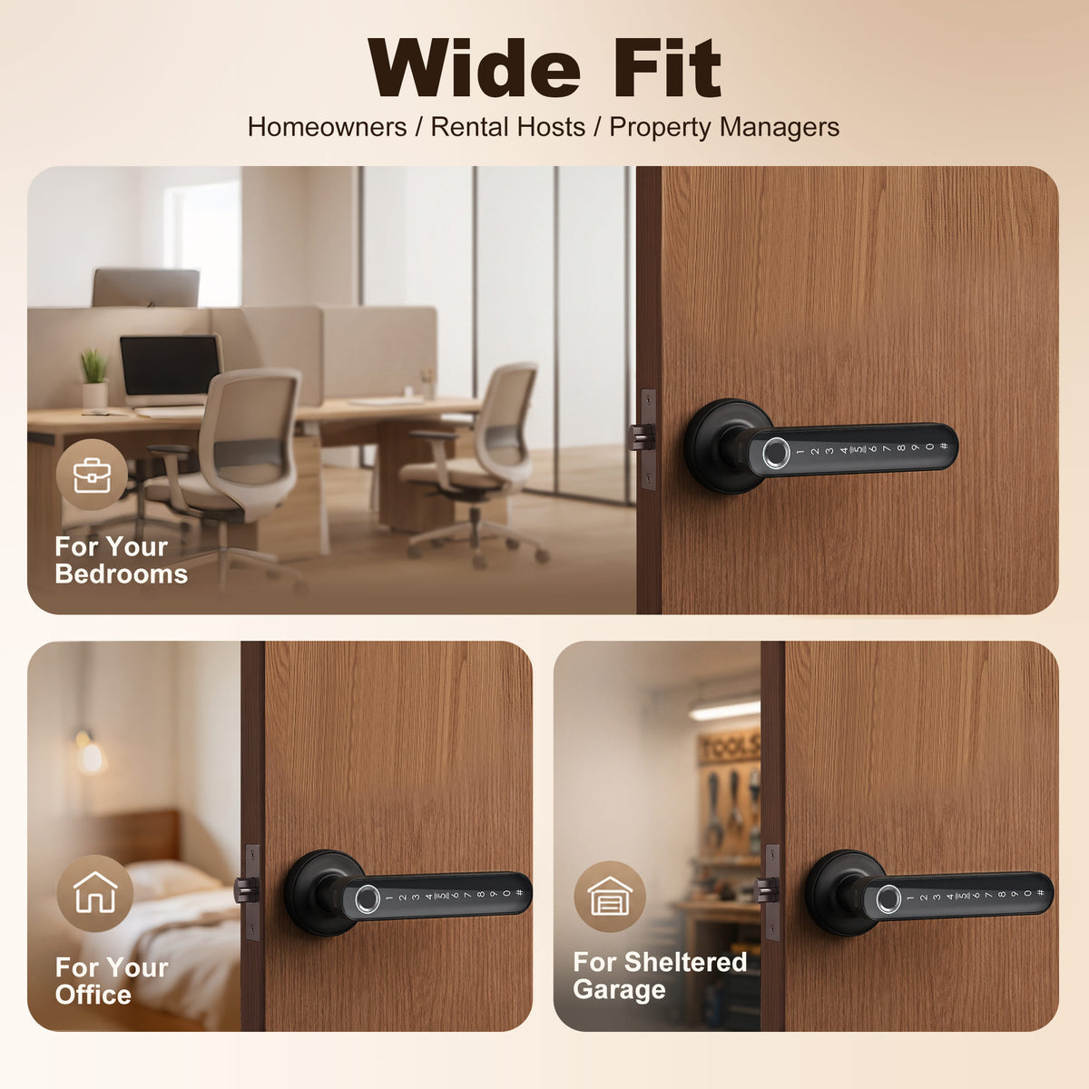 Serrure de Porte Intelligente, 5 Accès par Empreinte, Code, Carte NFC, Application Tuya/Smart Life et Clé, Noir-7
