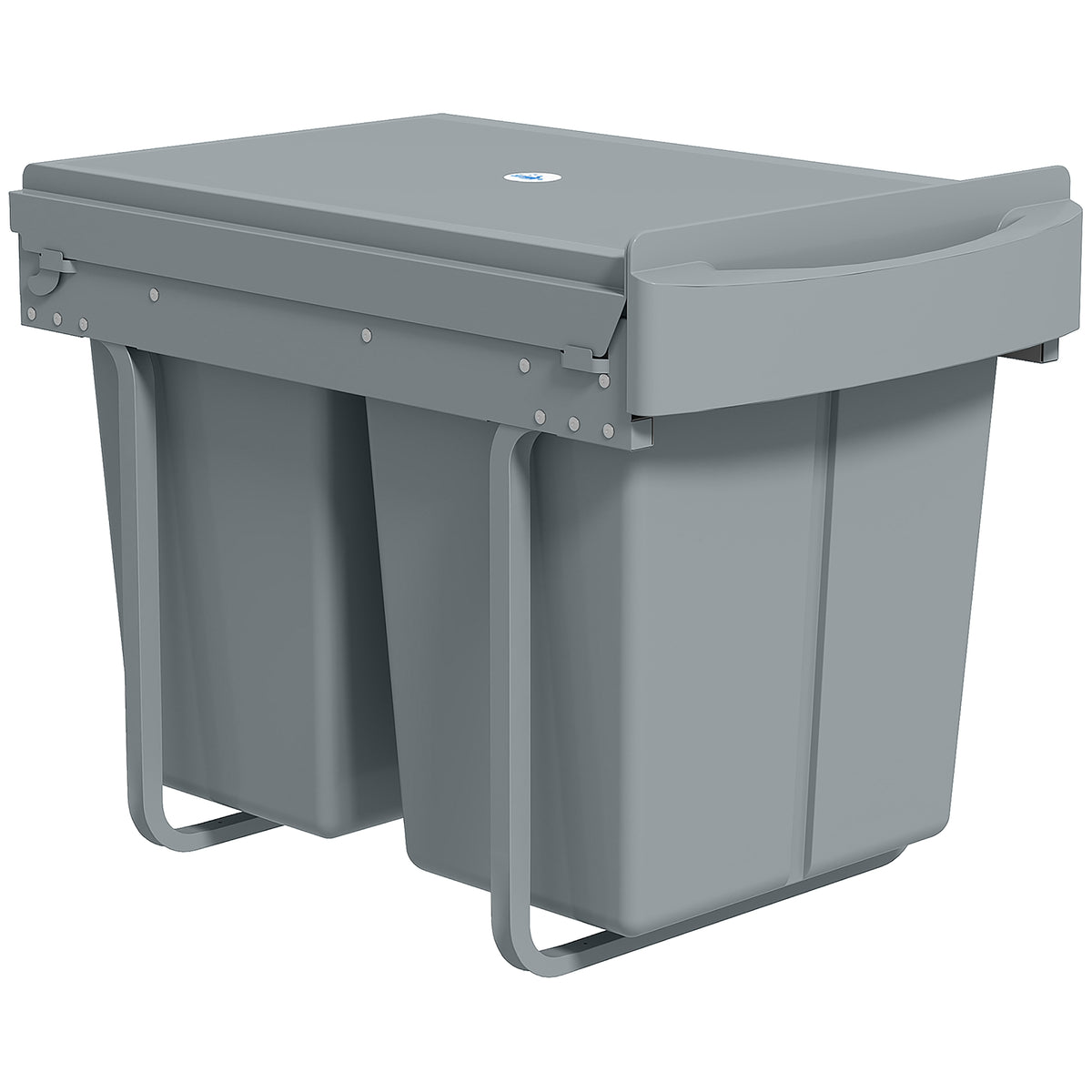 Poubelle cuisine, poubelle sous évier coulissante encastrable avec 2 x 20 L compartiments amovibles, 52x33,5x41cm, gris-0