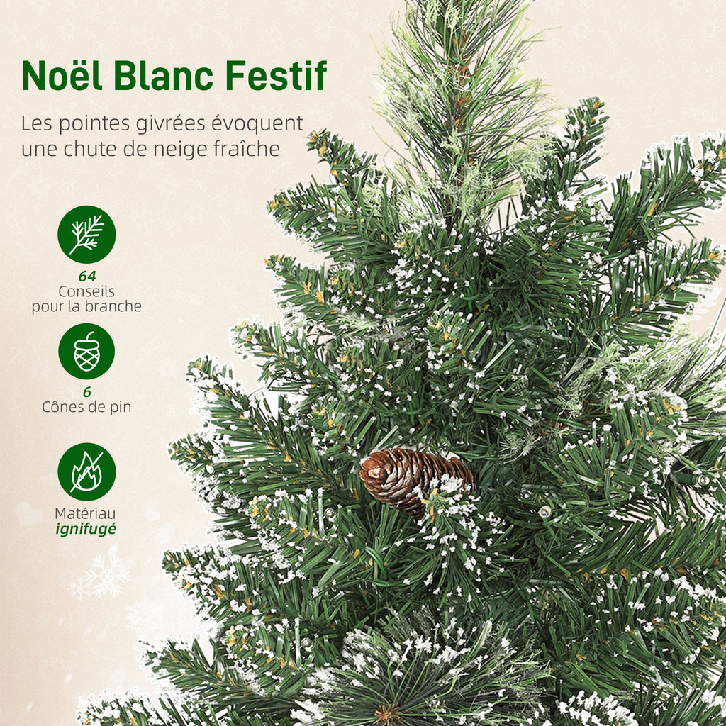 Sapin de Noël artificiel 60 cm, mini arbre de Noël de table floqué avec 35 LED, pommes de pin, fonctionne à piles, vert-5