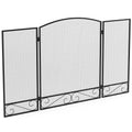 Grille de protection pour cheminée, pare-étincelles pliable 3 volets en métal pour salon et chambre, 123 x 70 cm, Noir-0