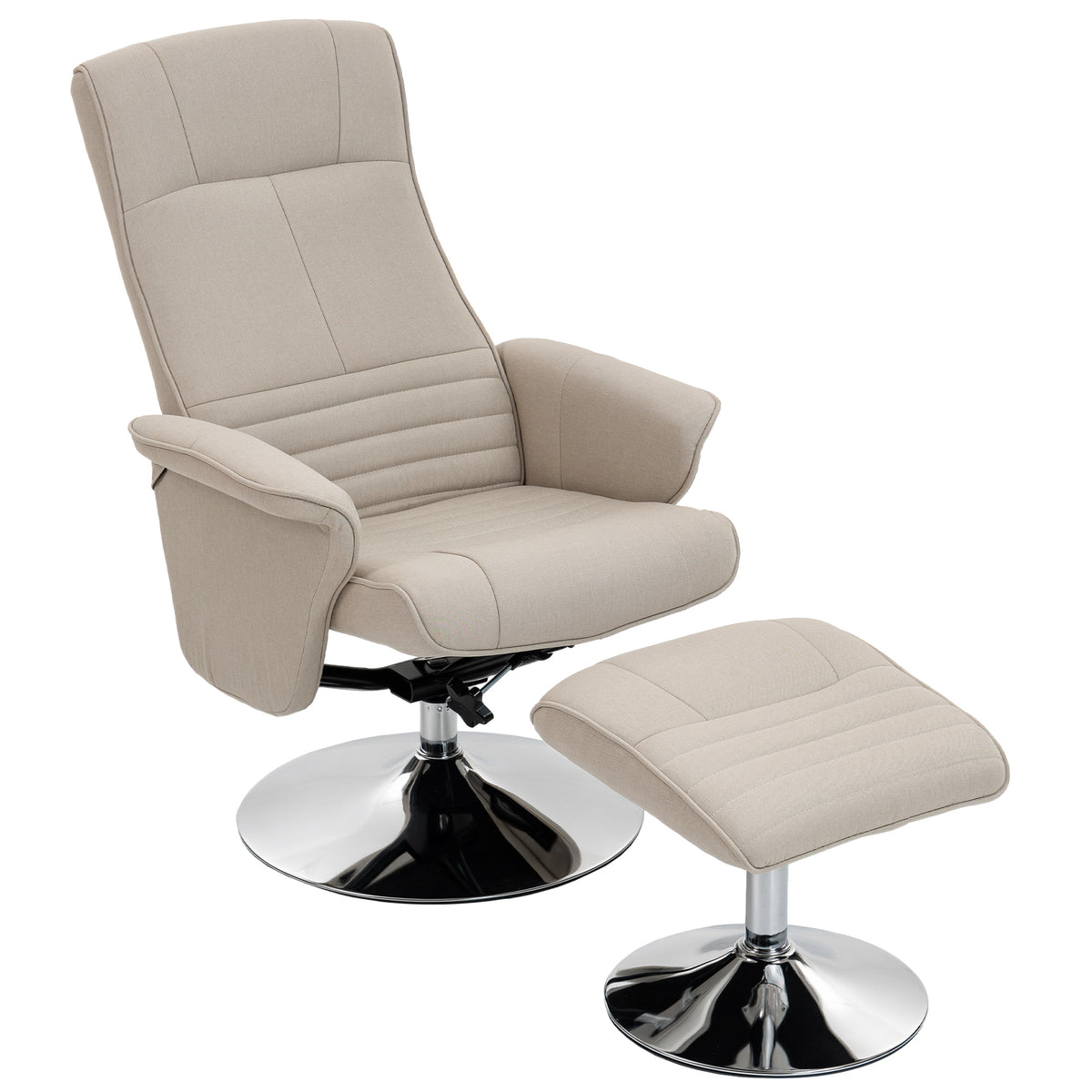 Fauteuil relax inclinable 135° pivotant 360° avec repose-pieds revêtement tissu beige-0