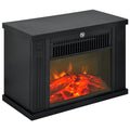 Cheminée électrique à Effet de Flamme poêle Style Contemporain Thermostat 600-1200 W Noir-0