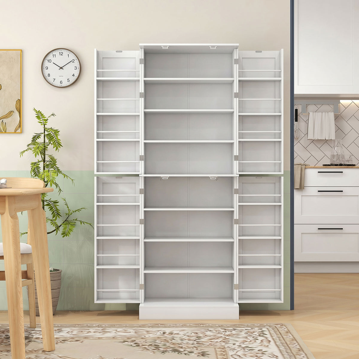 Armoire de cuisine buffet cuisine avec placards, étagère réglable et porte-épices, 60 x 35 x 166 cm, blanc-1