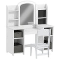 Coiffeuse pour enfants avec tabouret et miroir LED, table de maquillage pour 3 à 8 ans, 104 x 40 x 112 cm, blanc-0