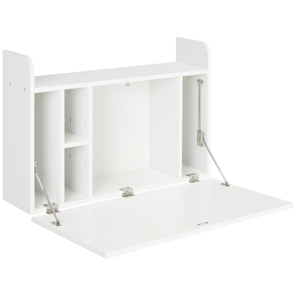 Bureau suspendu table murale table d'ordinateur murale et tablette rabattable avec rangements - 77 x 20 x 51 cm-0